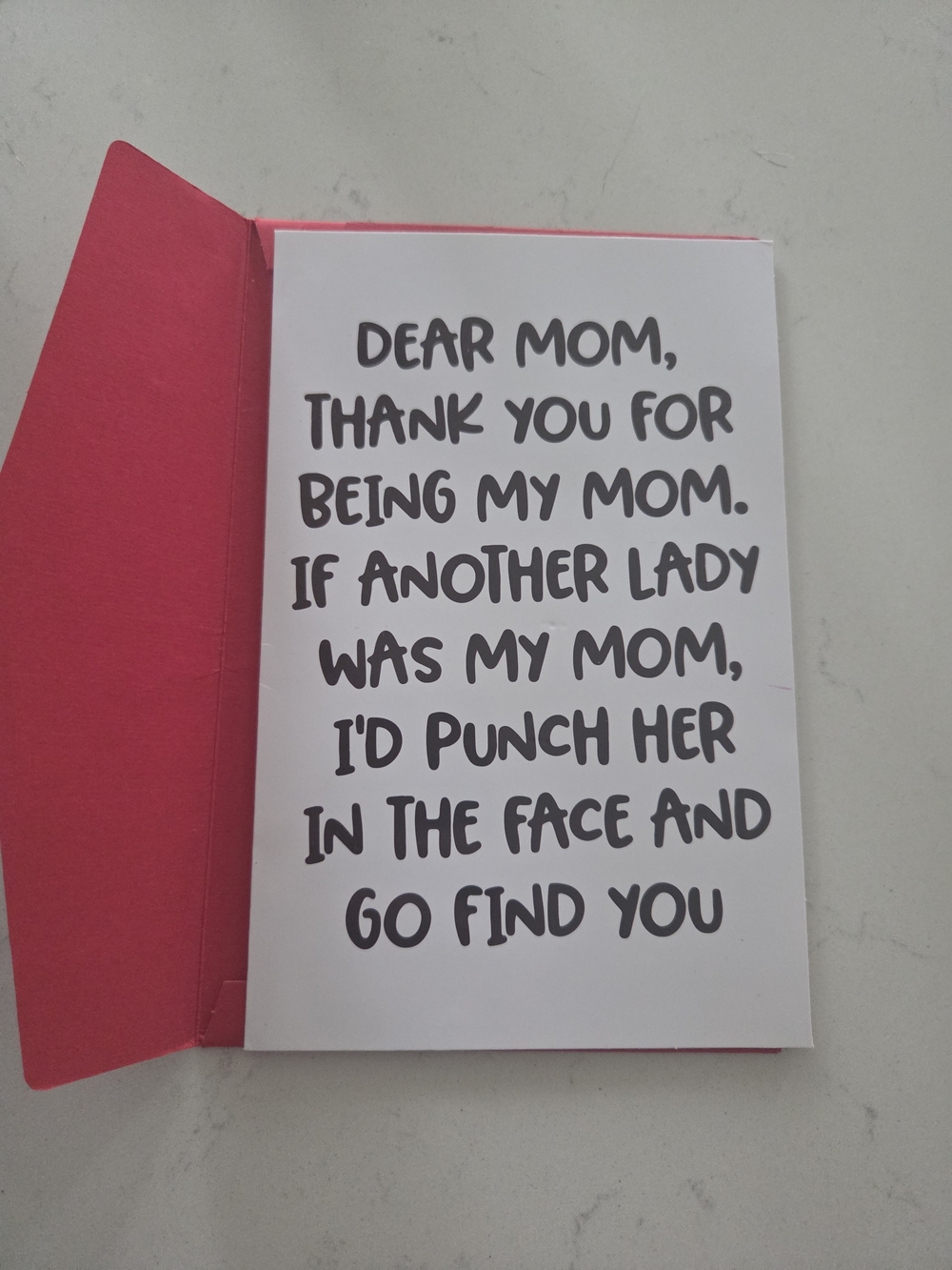 Humorous Mother's Day Card – Thank You For Being My Mom